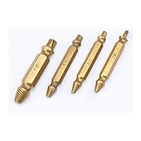 Set of 4 Stripped Screw Removers Damaged Screw and Bolt Extractor Set -Easily Remove Stripped or Damaged Screws, Made From H.S.S. 4341#, the Hardness 62-63HRC Titanium Coating