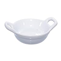 Mini Porcelain Casserole Dish (Case of 24), PacknWood - White Ceramic Reusable Bowls (1 oz, Ø:2.5