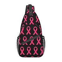 Small Sling Backpack Sling Bag Breast-Cancer-Ribbon-Pink,Chest Bag Daypack Crossbody For Travel Sport Running Hiking