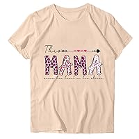 Cute Leopard Mama Letter Shirt Women Tee Tops Summer Casual Short Sleeve Crewneck Mom Blouse