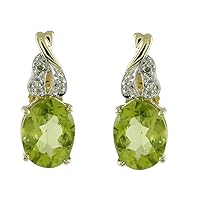 Peridot Natural Gemstone Oval Shape Stud Anniversary Earrings 925 Sterling Silver Jewelry | Yellow Gold Plated