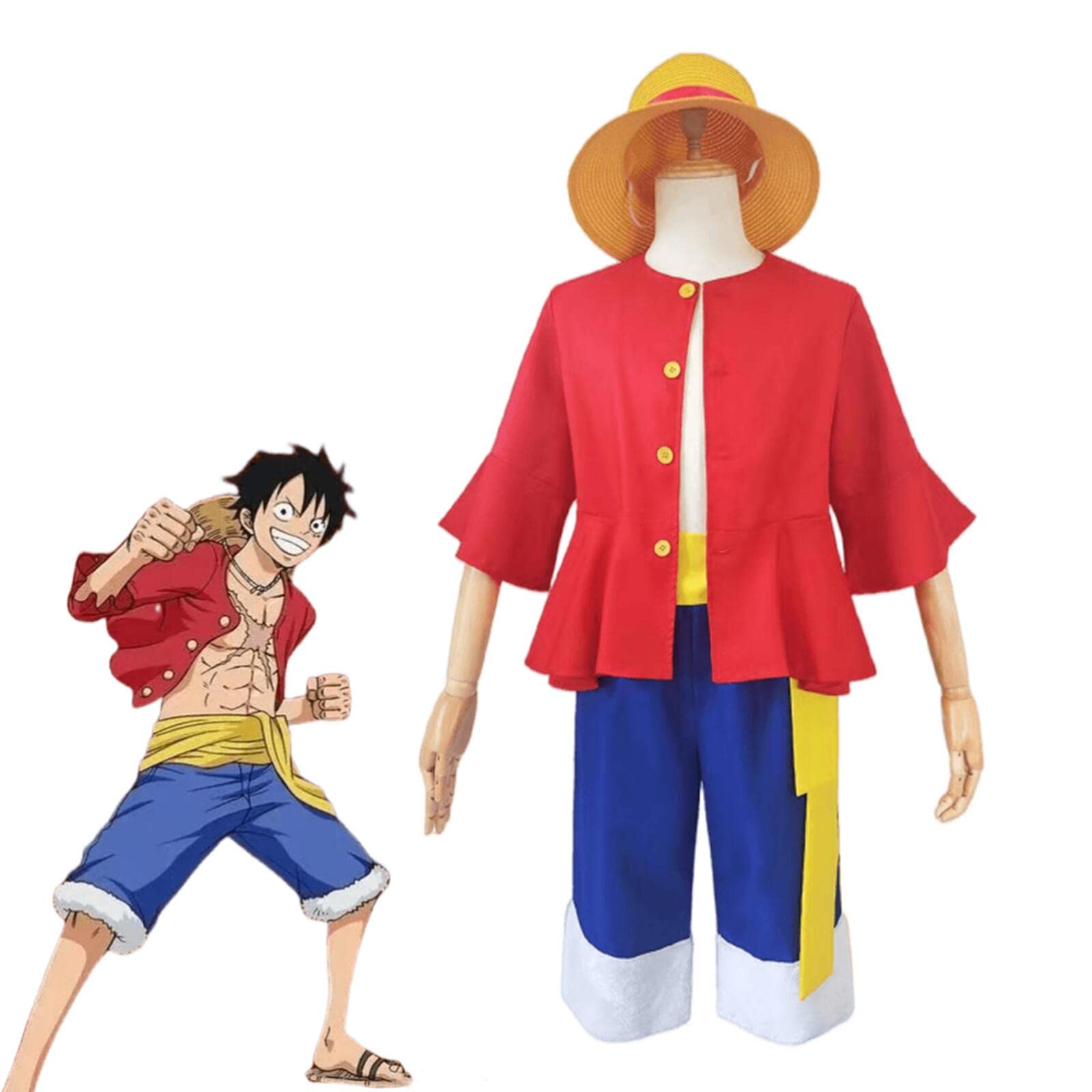 One Piece Monkey D Luffy Costume Anime Cosplay Pirate King Hat Pants Vest  Belt | Catch.com.au