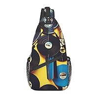 Vinyl Records and Tapes Cross Chest Bag Crossbody Backpack for Women Men Sling Bag Travel Hiking Daypack