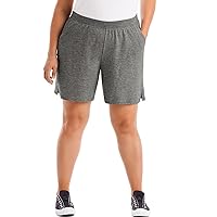 JUST MY SIZE Womens Cotton Jersey Pull-On Shorts, 5X, Charcoal Heather