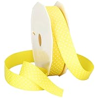 Morex Swiss Dot Polyester Grosgrain Ribbon, 7/8-Inch by 20-Yard Spool, Yellow (3906.05/20-615)