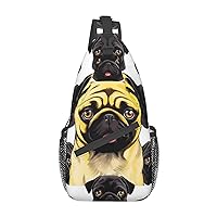 Black Yellow Pug pint Unisex Chest Bags Crossbody Sling Backpack Lightweight Daypack for Travel Hiking