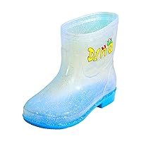 Kids Rain Boots Toddler Girls & Boys Rain Boots Memory Foam Insole and Easy-on Handles Small Rain Boots (F-Sky Blue, 3 Big Kids)