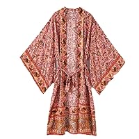 Bohemian Loose Fit Floral Print Cotton Chic Kimonos Blusas Female Cover Ups Lady Long Robes