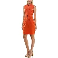 Sharagano Women's Sleeveless Shirt Dress with Front Pockets