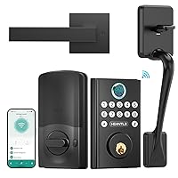 WiFi Front Door Lock with Handle: HEANTLE Keyless Smart Lock Set Entry Door Locks Keypad Fingerprint Deadbolt Handleset Alexa Compatible Auto Lock App Remote Control