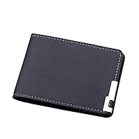 Wallet for Men Leather Slim Fashion ID Short Wallet Solid Color Open Purse Card Slots S7 Wallet Case (Black, One Size)
