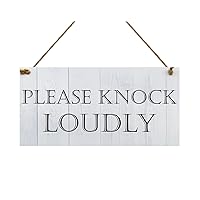 Please Knock Loudly Hanging Door Sign Plastic Contempary Wall Decorative Plaque