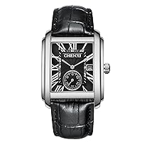 FENKOO Mode Klassische Quadratische Braun Lederband Armbanduhren Herren Luxus Marke Uhren Quarzuhr Montre Femme