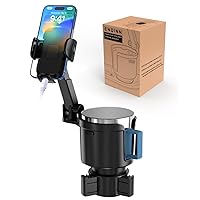 Cup Holder Phone Mount for Car with Expandable Base, 2-in-1 Adjustable Cup Cellphone Holder Mount Compatible with iPhone Samsung Pixel and All Smartphones and Other Bottles Mugs in 3.4