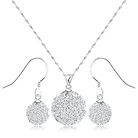 Merdia S925 Sterling Silver Snow White Crystal Drop Earrings/Necklaces/Jewelry Set