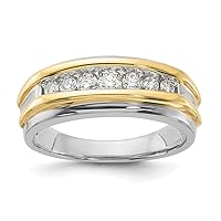 10k Two tone Gold Lab Grown Diamond Mens Band Size 10.00 Jewelry for Men