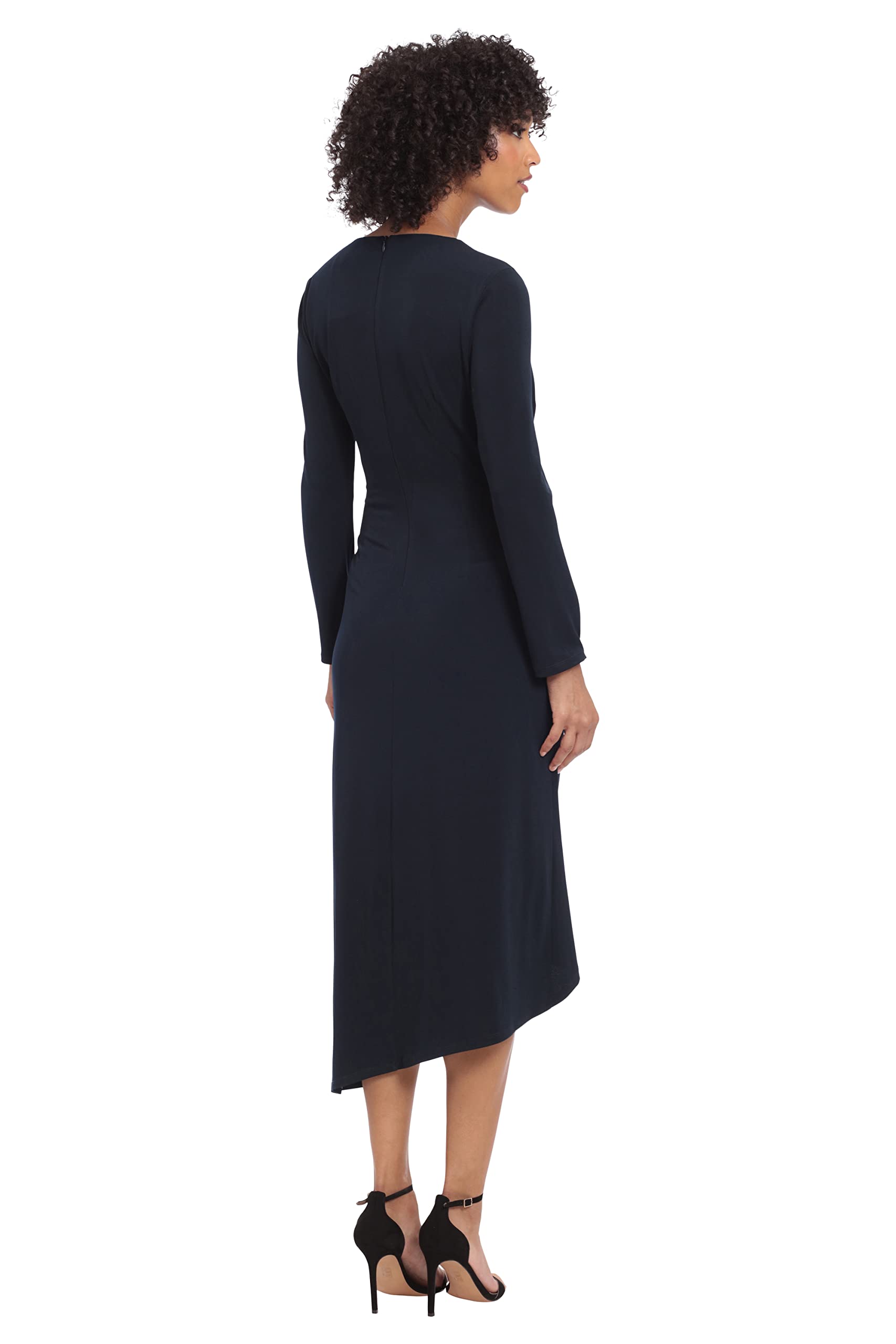 Maggy London Women's Long Sleeve Asymmetric Neck and Hem Dress