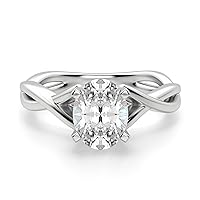 Siyaa Gems 2 CT Oval Cut Colorless Moissanite Engagement Ring Wedding Birdal Ring Diamond Ring Anniversary Solitaire Halo Promise Vintage Antique Gold Silver Ring Gift