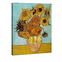 Wieco Art Sunflower Large Canvas Prints Wall Art by Vincent Van Gogh Oil Paintings Reproduction Modern Stretched and Framed Floral Giclee Flowers Pictures Artwork for Bedroom Home Office Decor