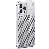 ONNAT-Aluminum Alloy Case for iPhone 15 Pro with Metal Cooling Hollow Aromatherapy Case Anti-Scratch (Silver)