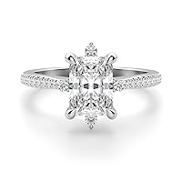 Siyaa Gems 4 CT Radiant Diamond Moissanite Engagement Ring Wedding Rings Eternity Band Vintage Solitaire Halo Hidden Prong Silver Jewelry Anniversary Promise Ring Gift