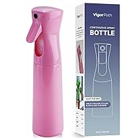 VIGOR PATH Continuous Spray Bottle with Ultra Fine Mist - Versatile Water Sprayer for Hair, Home Cleaning, Salons, Plants, Aromatherapy, and More - Empty Hair Spray Bottle - 300ml/10.1oz (Pink)