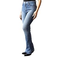 Kimes Ranch Women's Jennifer Casual Durable Western Ultra-High Rise & Wide Flare Leg Mid Wash Denim Jeans
