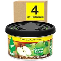 LITTLE TREES Car Air Freshener. Fiber Can Provides a Long-Lasting Scent for Auto or Home. Adjustable Lid for Desired Strength. Green Apple, 4 Air Fresheners