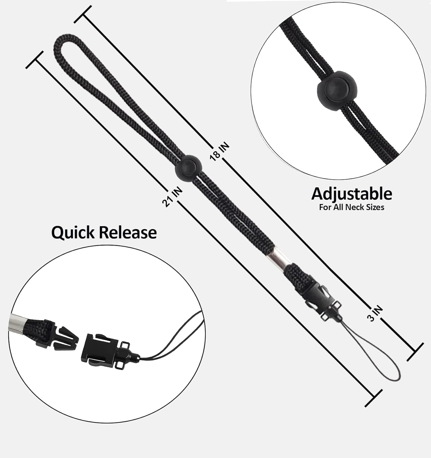 Digital Nc Panasonic Lumix DMC-ZS100 Neck Strap (Lanyard Style) Adjustable With Quick-Release. Black