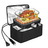 100W Portable Oven Food Warmer, 12V/24V/110V Electric Heated Lunch Box, Personal Microwave for Reheating & Cooking Meals in Car, Truck, Office, Worksite, Camping, Potlucks