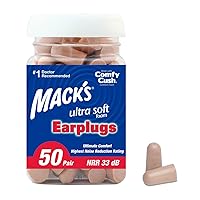 Ultra Soft Foam Earplugs, 50 Pair - 33dB Highest NRR, Comfortable Ear Plugs for Sleeping, Snoring, Travel, Concerts, Studying, Loud Noise, Work | Made in USA