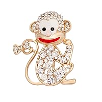 Clear Crystal Cute Monkey Aniaml Brooch Pin Happy Monkey Jewelry