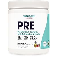 Nutricost Pre-Workout Powder for Women, Fruit Punch, 30 Servings