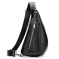 Hebetag Leather Sling Bag Crossbody Backpack for Men Women Travel Outdoor Sports