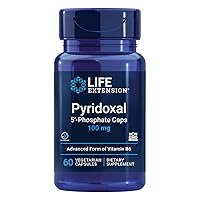 Life Extension Pyridoxal 5'-Phosphate Caps—Vitamin B6, 100 mg, Bioactive B6 for cardiovascular, kidney & nerve health—Gluten-Free, Non-GMO, Vegetarian—60 Vegetarian Capsules