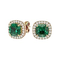 Elegant 18k Gold Beautiful Round Cut 4.86 Carats Natural Gemstone 8.5 MM Solitaire & VVS Certified 0.50 Ct Natural Genuine Diamonds Stud Earrings for Women, Birthstone Jewelry