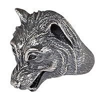 Black Wolf Ring 925 Sterling Silver Wolf Head Ring for Men Boys Open and Adjustable