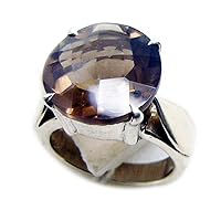 Natural Smoky Quartz Silver Ring for Women Astrological Size 4,5,6,7,8,9,10,11,12