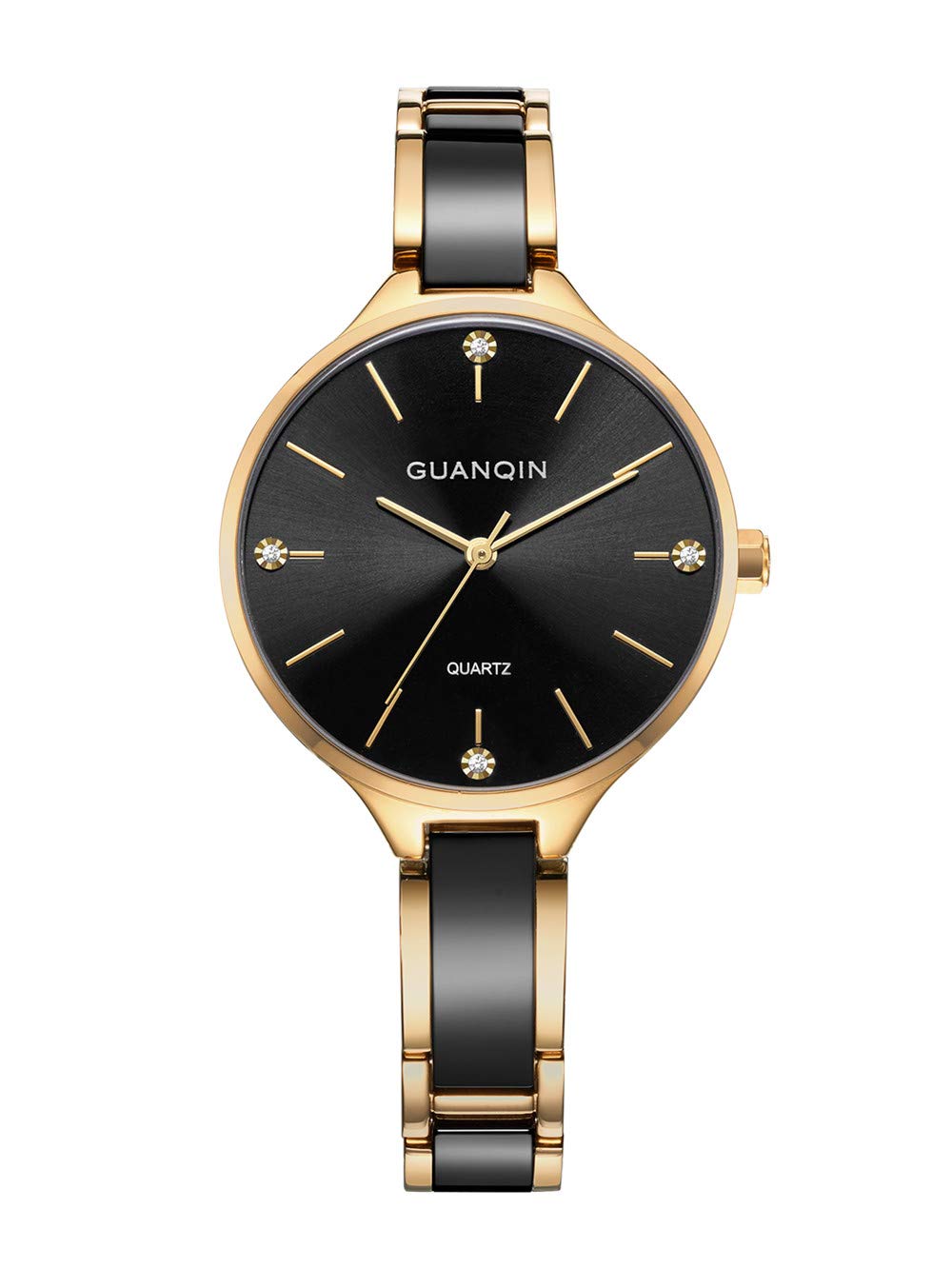 Guanqin Women's Quartz Watch with Dial Analog Display and Ceramic Band