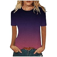 T Shirts for Women,Summer Short Sleeve Fashion Top Round Neck Printed Plus Size Sexy Tees Outdoor Blouse