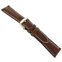 28mm Genuine Sports Leather DB Padded Brown Replacement Watch Band Strap - 8 inches - Regular Length