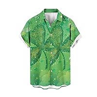 St.Patrick's Day Men 's Short Sleeve Casual Button-Down Shirt Shamrock Shirts Irish Festival Costumes