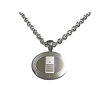 Silver Toned Etched Oval Nautical Captain Rank Pendant Necklace