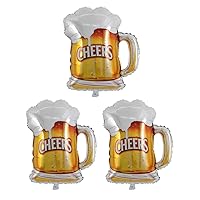 Beer Cup Mylar Balloons Beer Mug Cheers Foil Balloons for Birthday Wedding Party Decoration 3Pcs