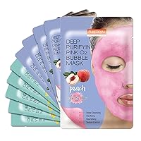 Purederm Deep Purifying Pink O2 Bubble Mask Peach (5 Pack) Deep Purifying Yellow O2 Bubble Mask Turmeric (5 Pack)