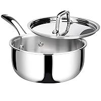 Duxtop Whole-Clad Tri-Ply Stainless Steel Saucepan with Lid, 3 Quart, Kitchen Induction Cookware