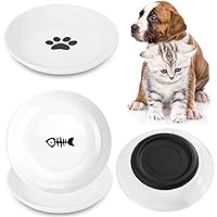 4 Pack Cat Food Bowl with Nonslip Silicone Bottom,Healthy Ceramic Pet Bowls for Indoor Cats,Anti Whisker Fatigue Cat Dishes Set,Shallow Wide Kitten Puppy Feeding Plates for Wet Food and Water