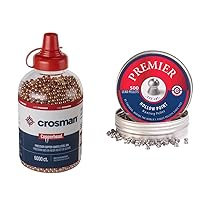 Crosman Copperhead 4.5mm Copper Coated BBS in EZ-Pour Bottle for BB Air Pistols and BB Air Rifles (6000-Count) & LHP77 .177-Caliber Premier Hollow Point Pellets (500-Count)