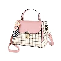 LHHMZ Women Fashion Top Handle Bags Lattice Pattern Shoulder Handbags Messenger Bags Tote Purse For Girls