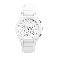 A｜X Armani Exchange Men's Chronograph White Silicone Band Watch (Model: AX4160)